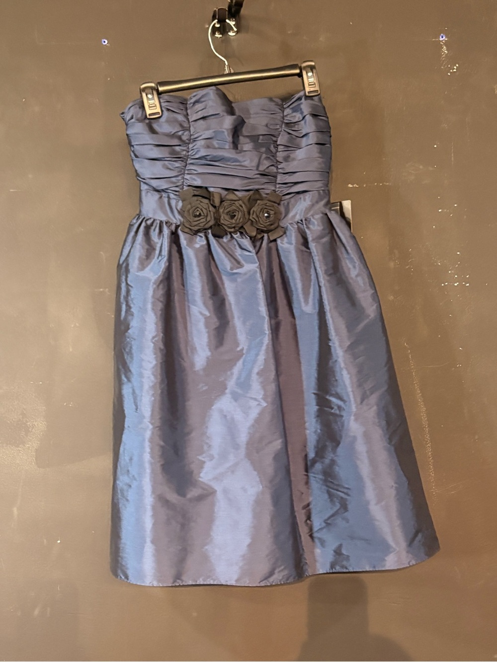 Navy Strapless Flower-Belt Dress
